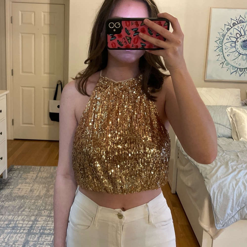 Free people gold sequin cami